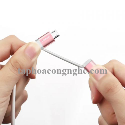 Ugreen 30542 0.5M màu Hồng Cáp USB-A sang Micro USB + USB-C cao cấp US177 30030542